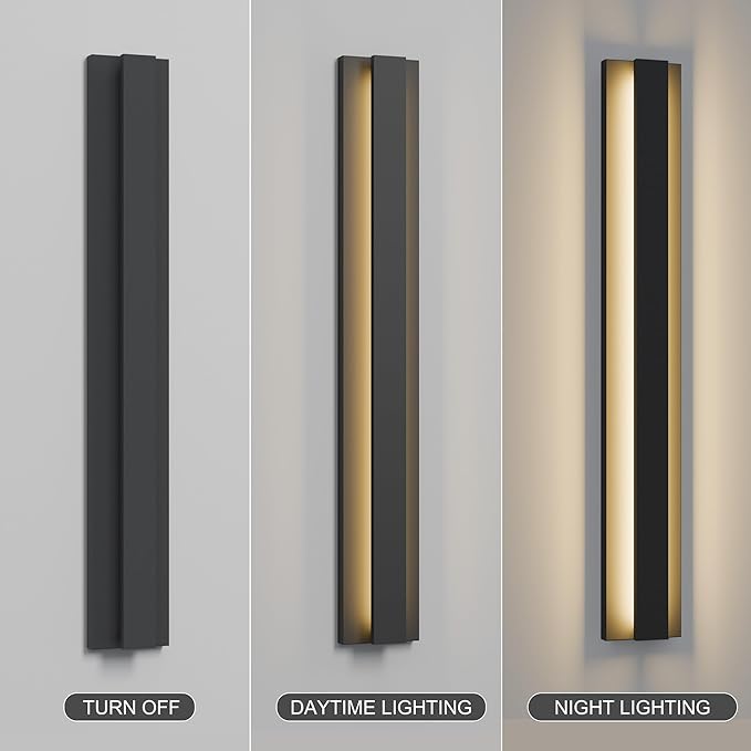LamQee 39.4 Inch Long Outdoor Wall Lights Modern Exterior Lighting Fixtures, 3000K 30W LED Linear Outdoor Wall Sconce, Contemporary Matte Black Outside Wall Mount Lights for House Garage Porch Patio