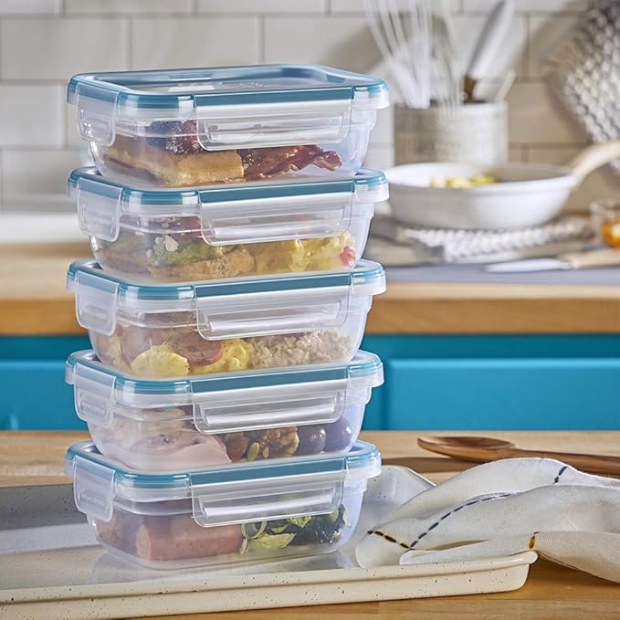 Snapware Total Solutions (5-Pack, 3 Cup) Plastic Food Storage Containers Set, Airtight & Leakproof Locking BPA-Free Lids Tupperware, Freezer Dishwasher Microwave Safe