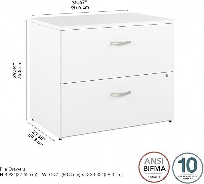 Bush Business Furniture Studio C Locking Lateral File Cabinet in White