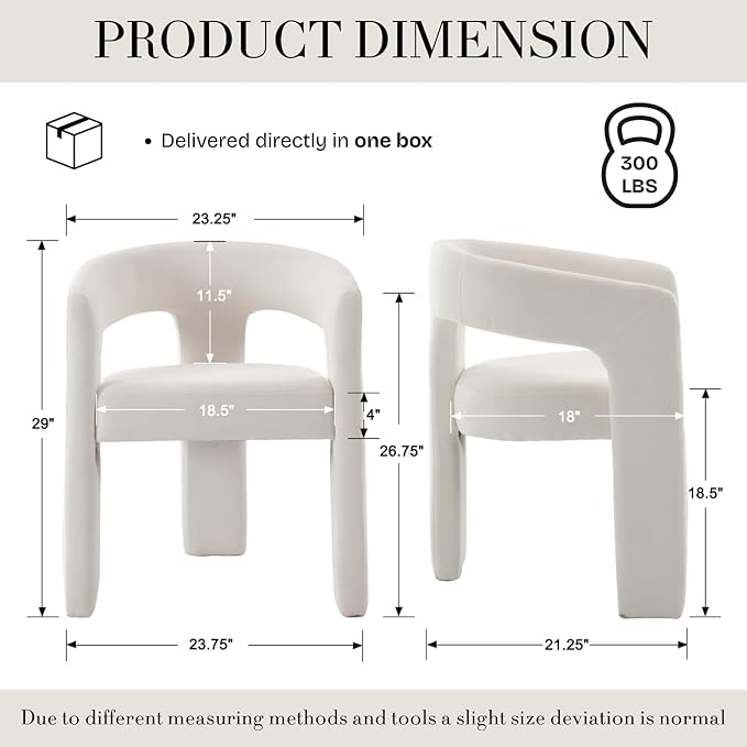 Modern Chenille Barrel Dining Chair Upholstered Fabric Dining Room Chair with Arm Comfy Accent Side Chair for Kitchen/Living Room/Reception, Beige, 1 PC