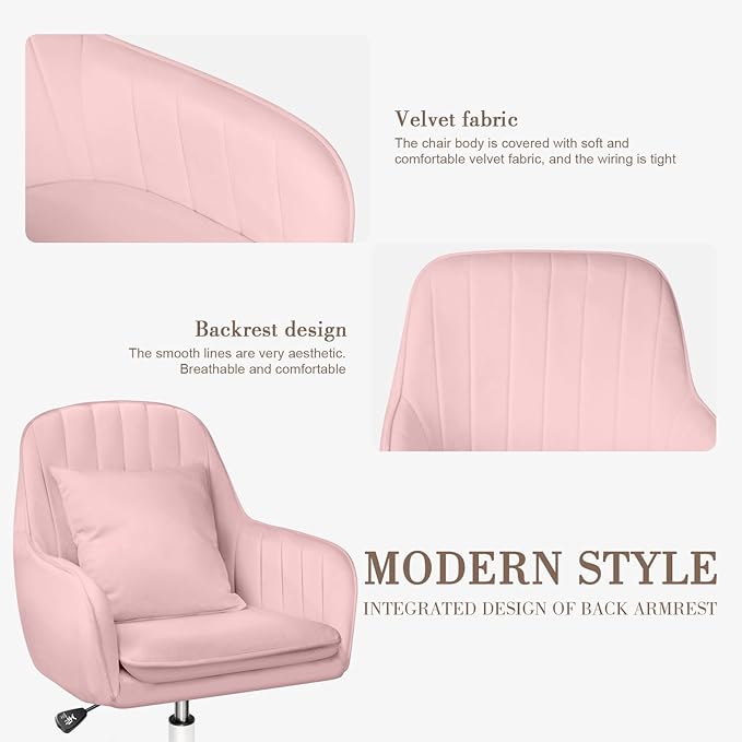Cute Office Chair Home Computer Chairs Adjustable Task Chairs Modern Office Chair Makeup 360° Swivel Computer Mid Back Chair