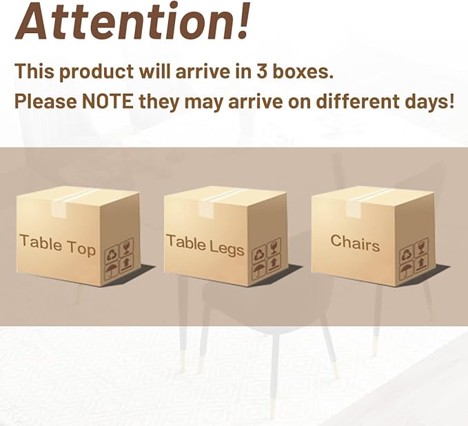 Small Dining Table Set for 4, 50'' Sintered Stone Dining Table with 4 Chairs, Easy to Assemble, Suitable for Small Spaces