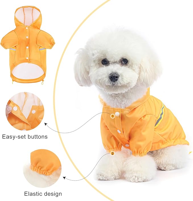 BEAUTYZOO Dog Raincoat with Harness Built-in for Small Medium Dogs and Puppies Boys Girls, Dog Rain Jacket Hooded Slicker Poncho Waterproof Reflective Dog Clothes for Winter Cold Rainy Snowy Days, M