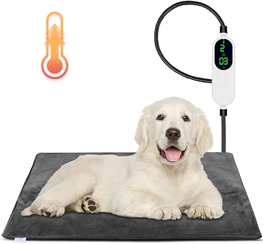 Dog Heating Pad, 9 Adjustable Temperature Pet Heating Pad, Electric Heating Blanket for Dogs, Heated Dog Pad Mat with Chew Resistant Cord for Puppy Cat Animal, 28"x18"