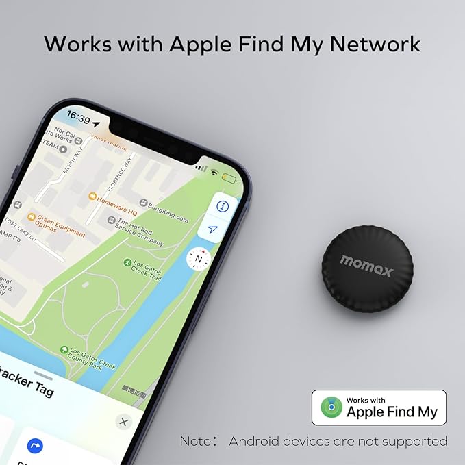 MOMAX Key Finder, Tracker Tag, Works with Apple Find My (iOS Only), Key Tracker with APP,Sound Location, Key Locator Tracker for Luggage, Suitcase, Wallet, Pet, Kid