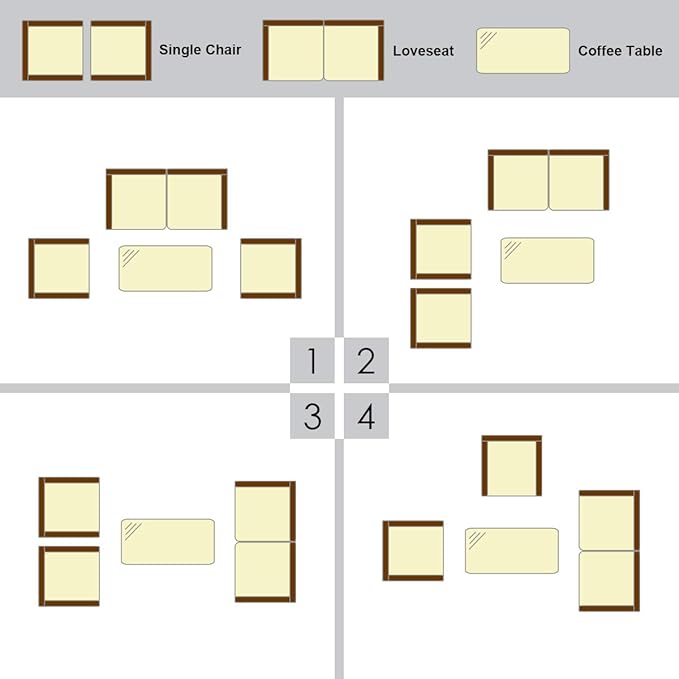 Goplus 4-Piece Rattan Patio Set, Outdoor/Indoor Wicker Conversation Set for Pool, Backyard, Lawn, Wicker Chairs and Sofa with Soft Cushion, Rattan Furniture with Tempered Glass Coffee Table