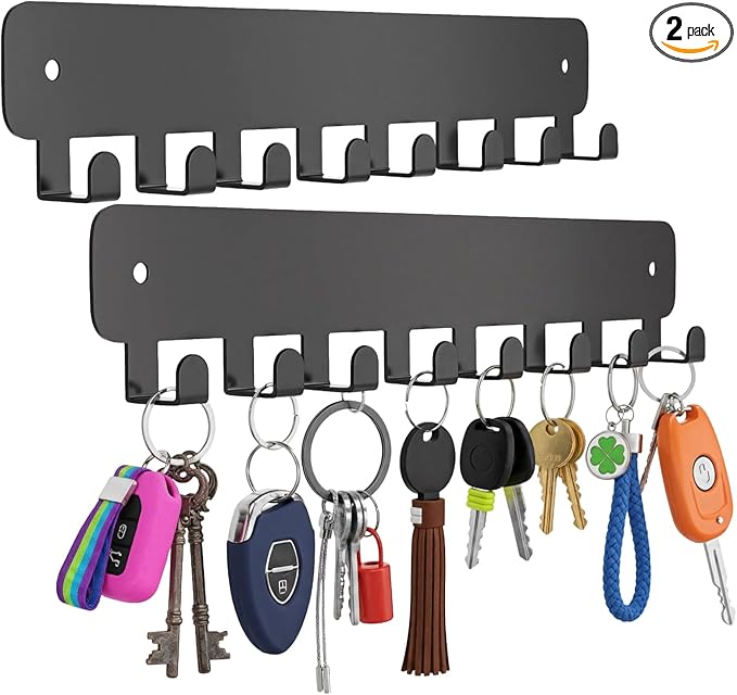 2 Pcs Key Holder Wall Mount, Key Hooks with 10 Hooks, Heavy Duty Metal Hanger for Entryway, Kitchen, Home Organization