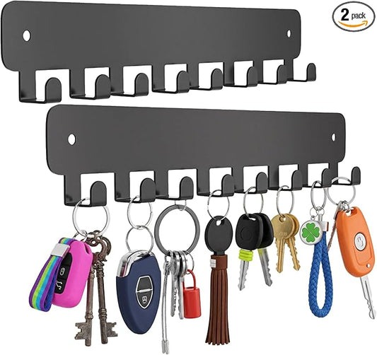 2 Pcs Key Holder Wall Mount, Key Hooks with 10 Hooks, Heavy Duty Metal Hanger for Entryway, Kitchen, Home Organization