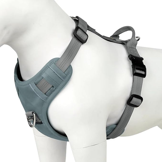 Plutus Pet No Pull Dog Harness, Reflective Adjustable Dog Vest Harness with Handle, Escape Proof, Soft Padded for Small Medium Large Dogs (Gray, XL)