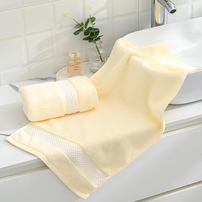 sense gnosis Beige Hand Towel Set of 2 Absorbent 100% Cotton Quick Dry Super Soft Hand Towels for Bathroom 13 X 29 Inches