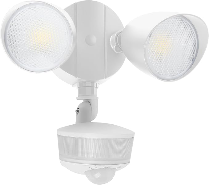 LUTEC 34W 3700 Lumen LED Security Light Motion Sensor Outdoor Lights with Night Light, 5000K Daylight, IP65 Waterproof, Dusk to Dawn, Hardwired Motion Detector Flood Light for Garage, Yard-White