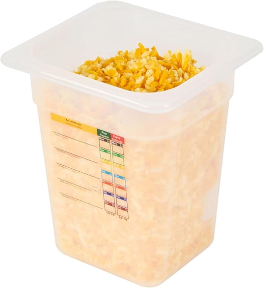 Restaurantware Food Pans Pack of 10 Plastic Square Food Containers 1/6 Size with Traceability Label, Storage Containers Dishwashable Hot Cold Friendly for Restaurants Buffet Commercial Use