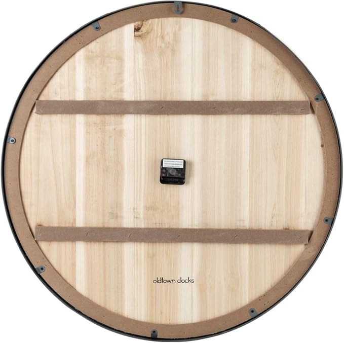 30-inch Farmhouse Metal & Solid Wood Noiseless Wall Clock (Whitewash, 30-inch)