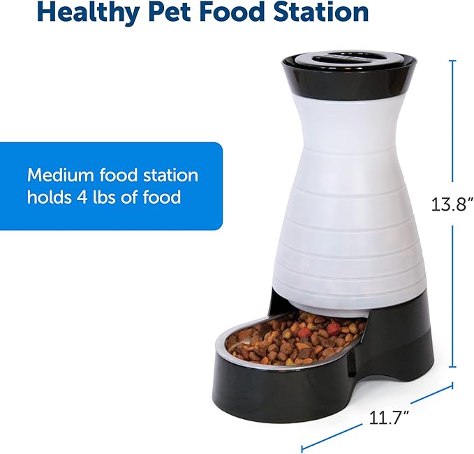 PetSafe Healthy Pet Food Station - Automatic Indoor Gravity Cat & Dog Feeder - Space-Saving Self Feeder - Easy to Clean - Medium - Up to 4 lb Kibble Capacity