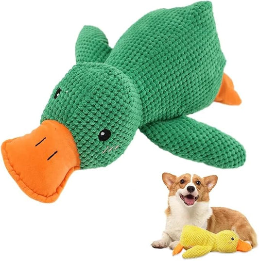 Duck Dog Toy, 2024 New Calming Duck Dog Toy, Dog Toys for Aggressive Chewing Person, Vocalizing Duck Dogs Toy, Indestructible Dog Toys, Cute Plush Stuffed Duck for Indoor Dogs (Green)