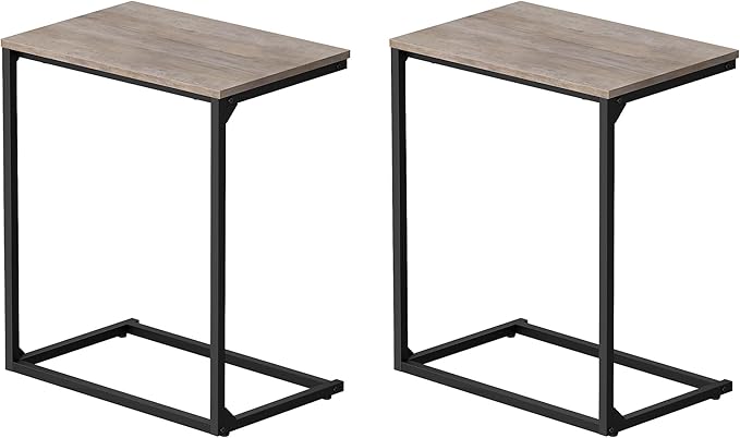 VASAGLE Set of 2 C Shape End Tables, Small Coffee Tables for Couch Or Sofa, Industrial Side Tables in Living Room, Bedroom, 13.8 x 21.7 x 26 Inches, Greige and Classic Black UZH2504036