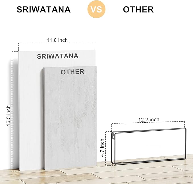 SRIWATANA Wide Floating Shelves, Rustic Wood Wall Shelves Set of 2, Wall Mounted Shelves with Large Capacity for Many Rooms Decor, White