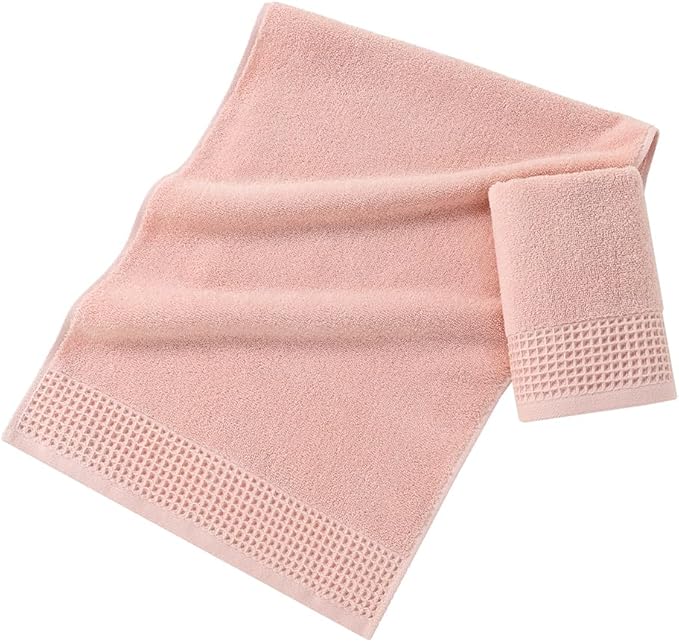 sense gnosis Pink Hand Towels Set of 2 Soft 100% Cotton Waffle Pattern Decorative Highly Absorbent Hotel Bathroom Hand Towel 13x29 Inch