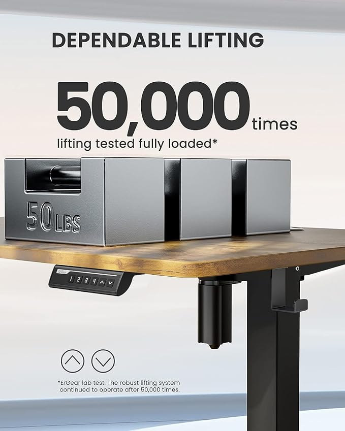 ErGear Electric 71 x 30 inch Standing Desk Workstation, Large Sit Stand up Desk, Memory Computer Home Office Desk, (Vintage Brown) Ships in One Box