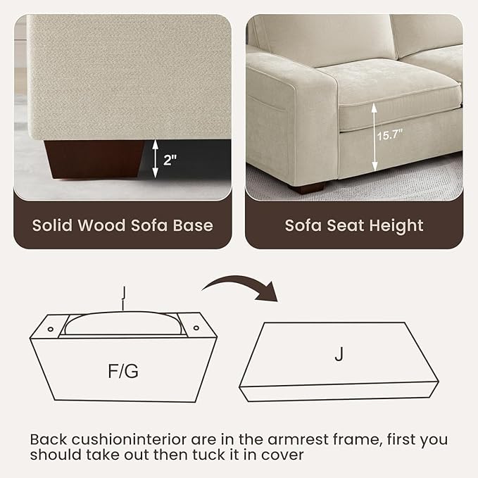 PARKOL 99" L-Shaped Sectional Couch with Storage, Sofa with Reversible Chaise, USB Type-C Charging, Chenille Fabric, Removable Cushion Covers, for Small Space, Apartment, Living Room, Beige