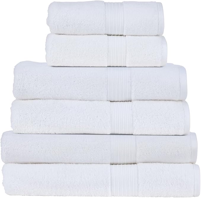 Christy Supreme Hygro Family Towel Set | White | 100% Luxury Supima Cotton | Ultra Soft | Super Absorbent | 650GSM | 2 Bath Sheets 2 Bath Towels 2 Hand Towels