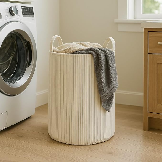 PUTSKA Laundry Basket Hamper – Blanket Basket for organizing, Décor and Toys, Clothes Hamper – Perfect for Baby and Kids Room, Nursery, Bedroom, Bathroom, Living Room – XL, Cream