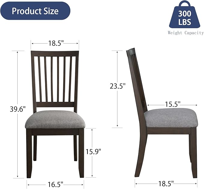 HOMEFLEX Modern Dining Chairs Kitchen Dining Room Chairs, Set of 2, Modern Armless Chairs with Upholstered Panned Cushion Seat, Upholstered Solid Wood Kitchen Side Chairs for Living Room