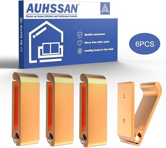 6Pcs 3'' Folding Coat Hooks Gold Foldable Hooks Aluminum Alloy Wall Hooks Headphones Holder Wall Mounted with 12pcs Screws Set for Hanging Coats, Bags, Hat, Towel, Keys