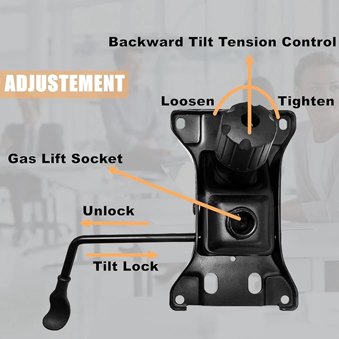 Heavy Duty 500LBs Office Chair Tilt Control Mechanism Replacement Parts, Office Chair Swivel Tilt Base W/6" x 10.2" Mounting Holes - Black