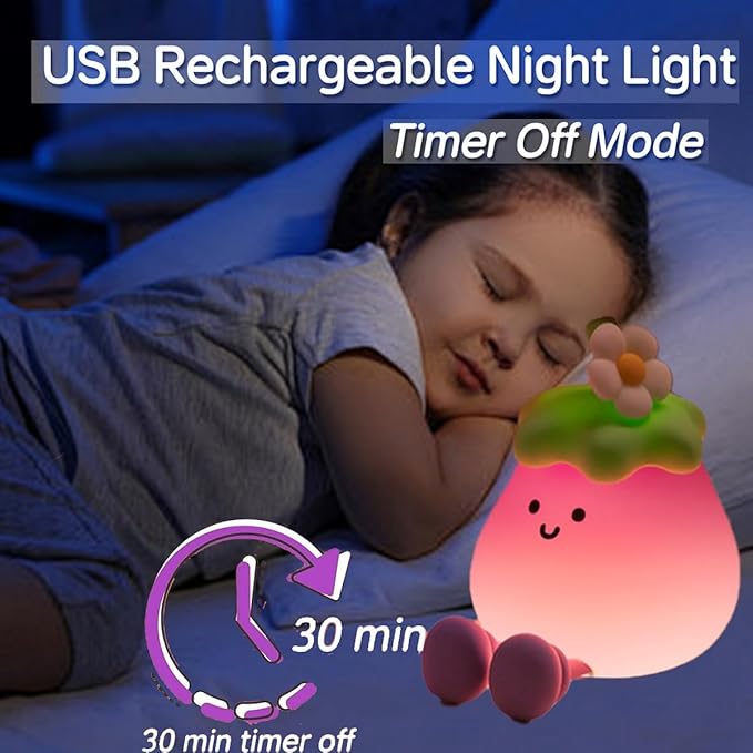 Eggplant Night Light for Adults Kids,Cute Silicone Dimmable Sleeping Decoration Nursery Nightlight,Rechargeable Bedside Touch Table Lamp for Christmas Gifts Kawaii Room Decor