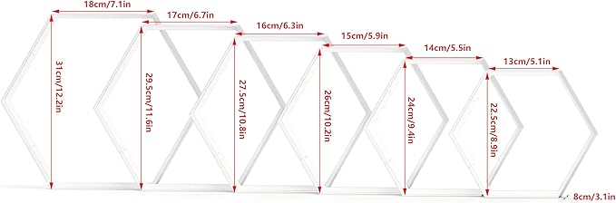 Gonice White Metal Hexagon Floating Shelves Set of 6 Honeycomb Wall Shelves Home Decor Shelf for Living Room Bedroom Office