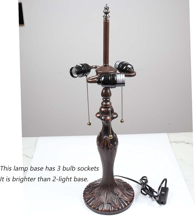 Bieye B10024 Antique Metal Table Lamp Base with 3-Light Sockets (Brown, 7" Wx25 H)