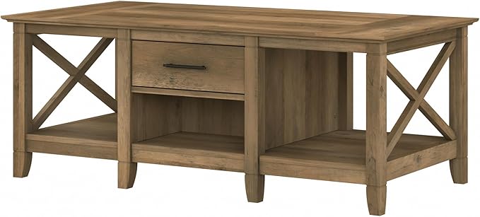 Bush Furniture Key West Coffee Table with Storage in Reclaimed Pine