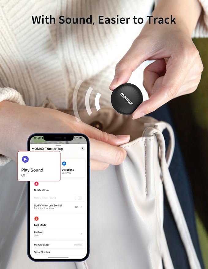 MOMAX Key Finder, Tracker Tag, Works with Apple Find My (iOS Only), Key Tracker with APP,Sound Location, Key Locator Tracker for Luggage, Suitcase, Wallet, Pet, Kid