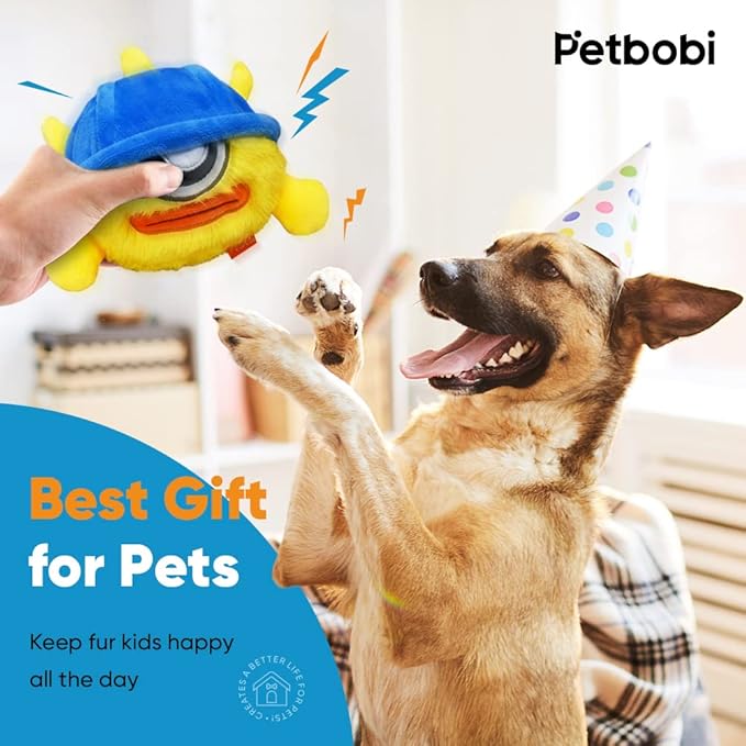 Petbobi Interactive Dog Toys Monster Active Ball for Dogs with Batteries, Self Moving Balls and Plush Cover for Small & Medium Dogs to Chase, Dog Toy Squeaky Crazy Bouncer Ball, Fighter Bobby