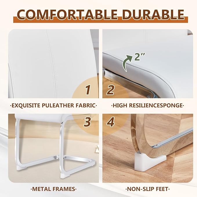 63'' Glass Dining Table Set for 4, Kitchen Table Chairs Set of 4, Clear Glass Dining Table with Black unique design Leg and Silver Metal Base, 4 PU Dining Chairs with Metal Legs, Living Room, Kitchen.