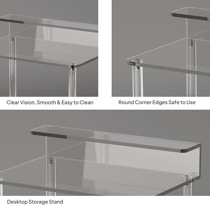 Eglaf Acrylic Small Vanity Desk - 23.6'' L x 15.8'' W x 33.9'' H - Modern Makeup Vanity Table with Desktop Stand - Acrylic Makeup Table Dressing Table for Small Spaces, Bedroom, Cloakroom (Clear)