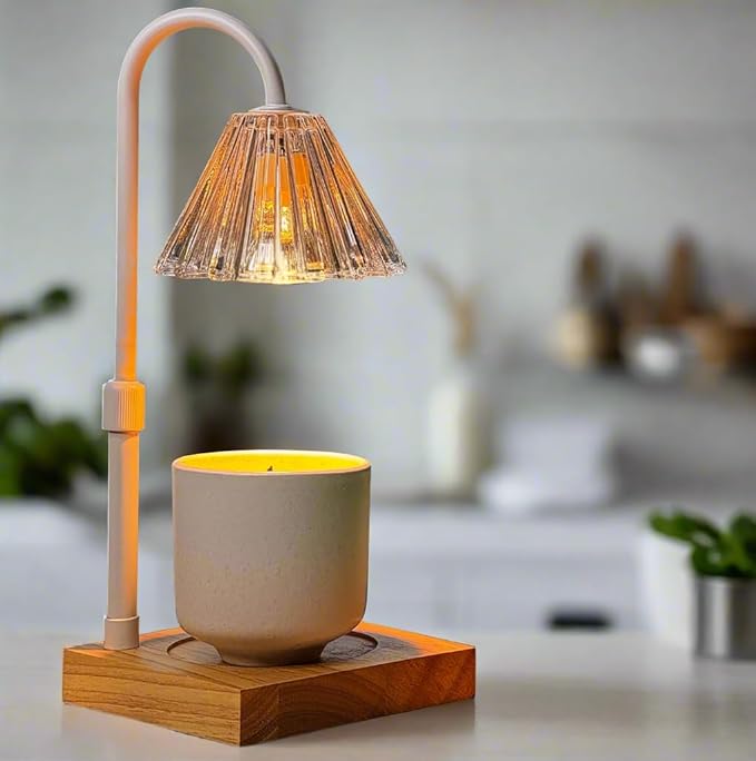 Candle Warmer Lamp with Timer and Dimmer & Includes 2 Bulbs, Electric Wax Candle Lamp Warmer for Jar Candles, Home Decor Aesthetic, and House Warming Gifts - White Glass