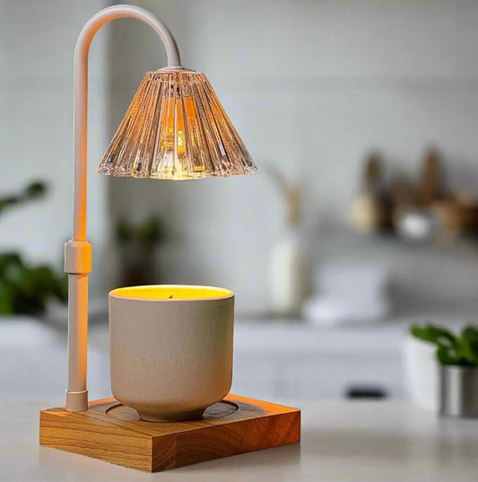 Candle Warmer Lamp with Timer and Dimmer & Includes 2 Bulbs, Electric Wax Candle Lamp Warmer for Jar Candles, Home Decor Aesthetic, and House Warming Gifts - White Glass