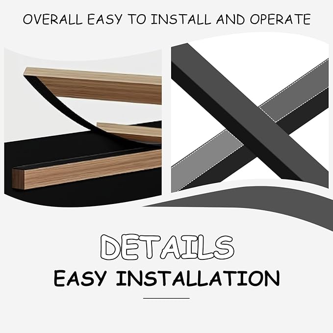 BarnFurin Twin Bed Frame with LED Lights, Twin Size Bed Frame with Cloud Headboard LED Lights, Upholstered Platform Bed with Cloud Headboard, No Box Spring Required, Easy Assembly, Black