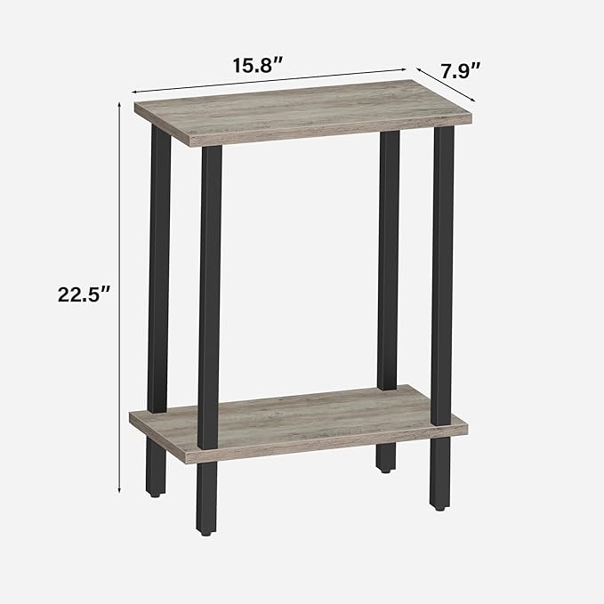TUTOTAK Small Side Table, Narrow End Table, Skinny Sofa Table, Slim Nightstand, Couch Table, Living Room, Bed Room, Greige TB01BG062