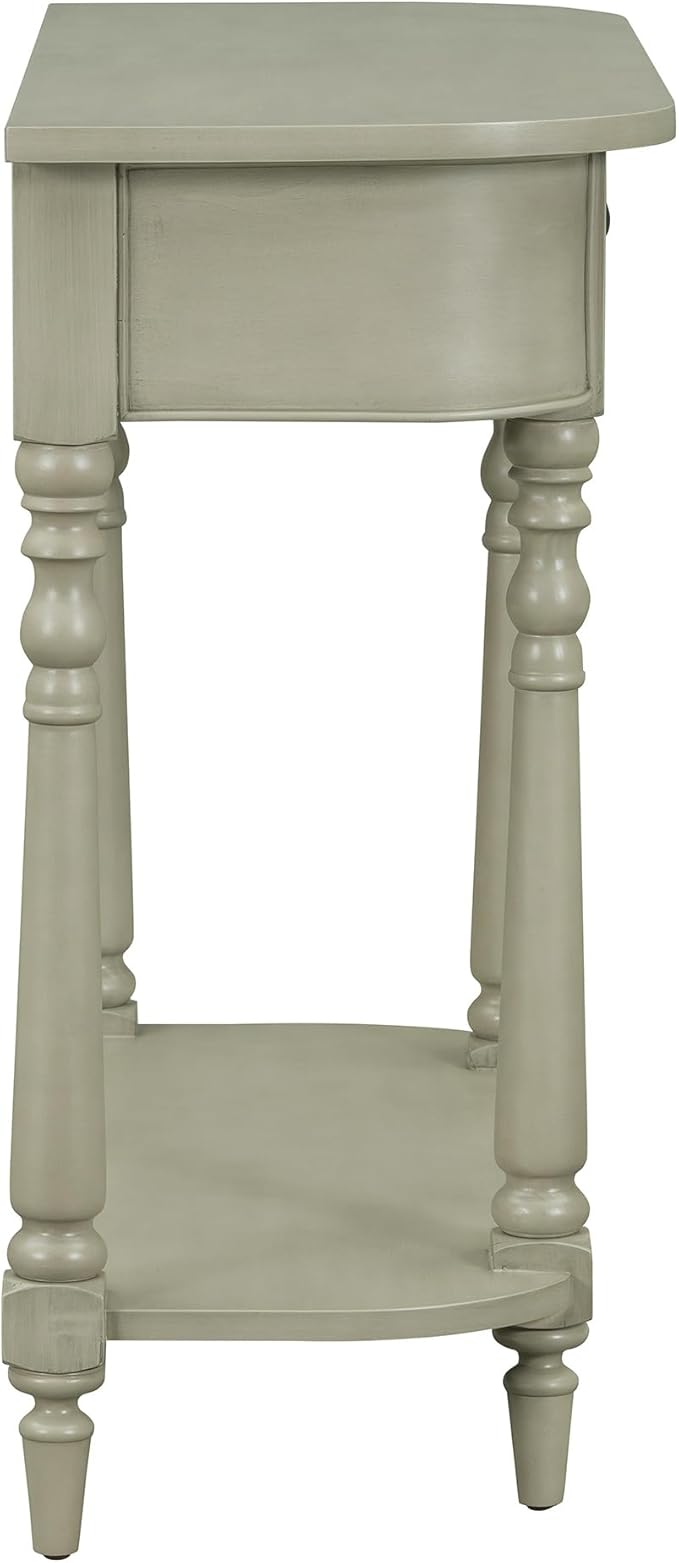 HMFULE Retro Curved Console Table, 36" Solid Wood Half Moon Console Table Sofa Table Entryway Table with 1 Drawer 1 Open Shelf Roman Legs Curved Corners for Living Room,Entryway,Hallway,Gray