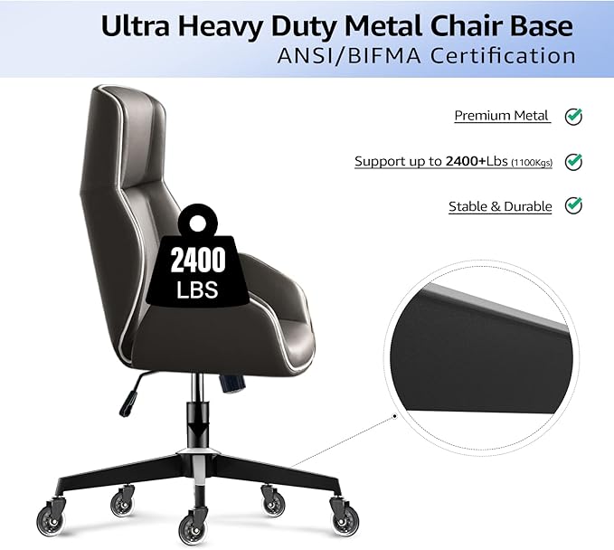 MASTERY MART 28 Inch Office Chair Base, Heavy Duty 2400 Lbs, Reinforced Metal Desk Chair Replacement, Universal Gas Cylinder Hole Caster Socket, Matte Black