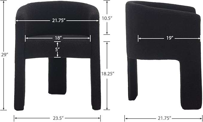 Modern Sherpa Barrel Dining Chairs Set of 8, Upholstered Boucle Dining Chairs Accent Chairs with Arms Comfy Makeup Vanity Chairs, Dining Living Room Kitchen Chairs, Black