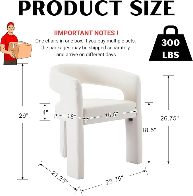 Set of 4 Modern Barrel Dining Chairs, White PU Leather Upholstered Accent Side Chair with Arms Comfy Makeup Vanity Chairs, Dining Living Room Kitchen Chairs