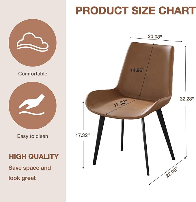 Modern Dining Chairs Set of 4, Upholstered Faux Leather Cushion Seat and Sturdy Metal Legs for Restaurant, Living Room, Grey