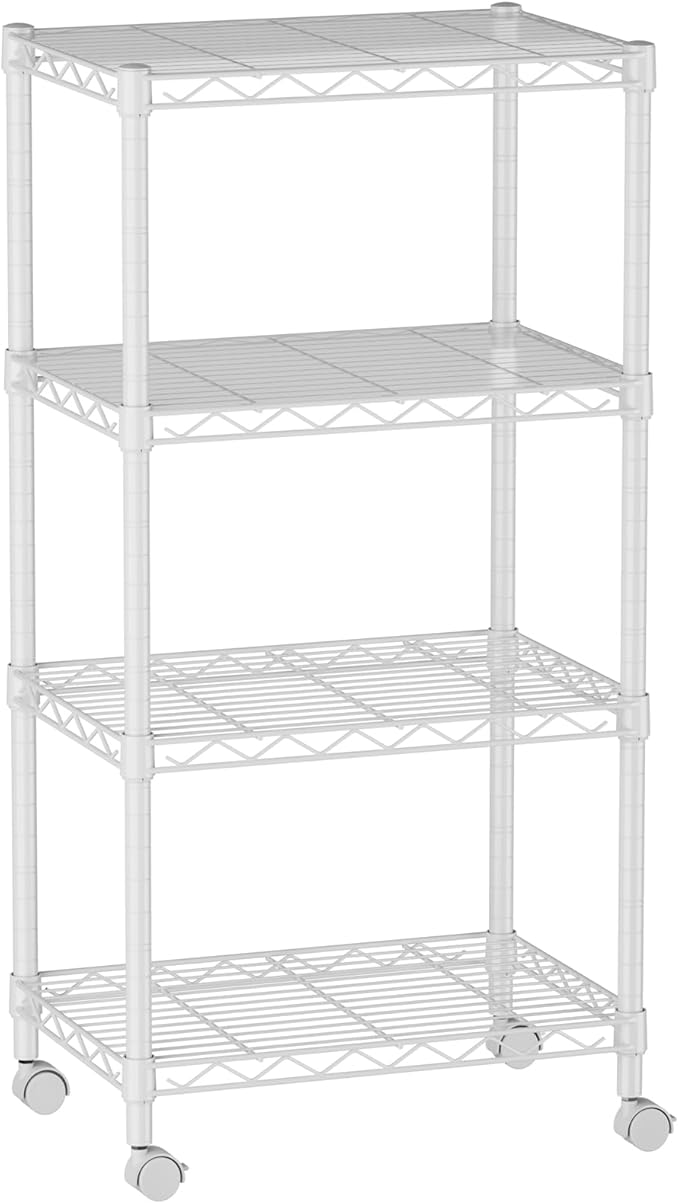 SINGAYE 4 Small Wire Shelves Kitchen Pantry Close Home Organizers and Storage Bathroom Shelf Laundry Room Organization Adjustable Book Metal Garage Shelving Unit
