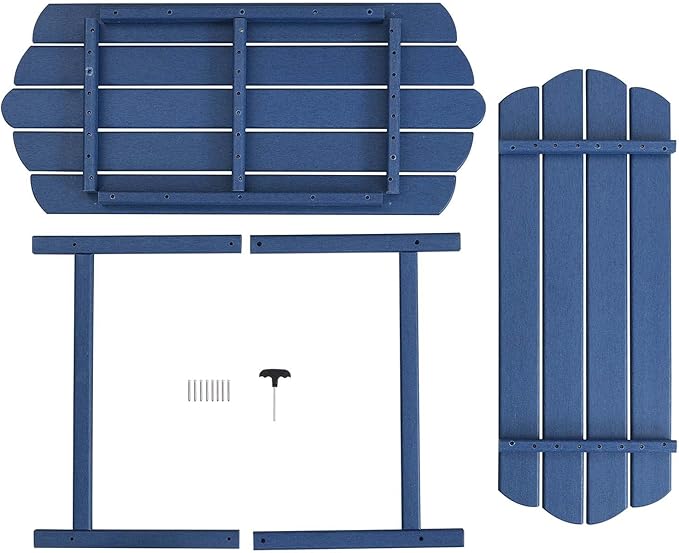 2-Tier Patio Table - Outdoor Coffee Table - Adirondack Deck Table - HDPE Pool Side Table - Blue - 17.7 x 39.4 inches