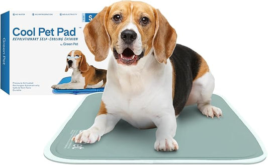 The Green Pet Shop Cool Pet Pad - Small, Sage Grey - Self-Cooling, Pressure Activated Mat for Dogs & Cats from 9-20 lbs - Non-Toxic Gel, No Water Needed