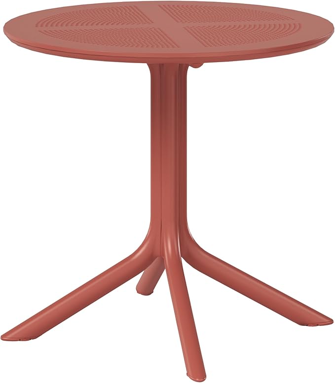 Costaelm Small Patio Table, Outdoor Round Dining Table, Weather Resistant Outside Table for Poolside Deck Lawn Garden Backyard, Red